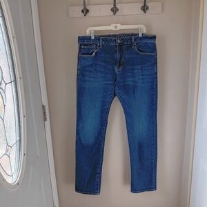 American Eagle Flex Jeans Mens 36x34 Blue Straight Leg Stretch Denim